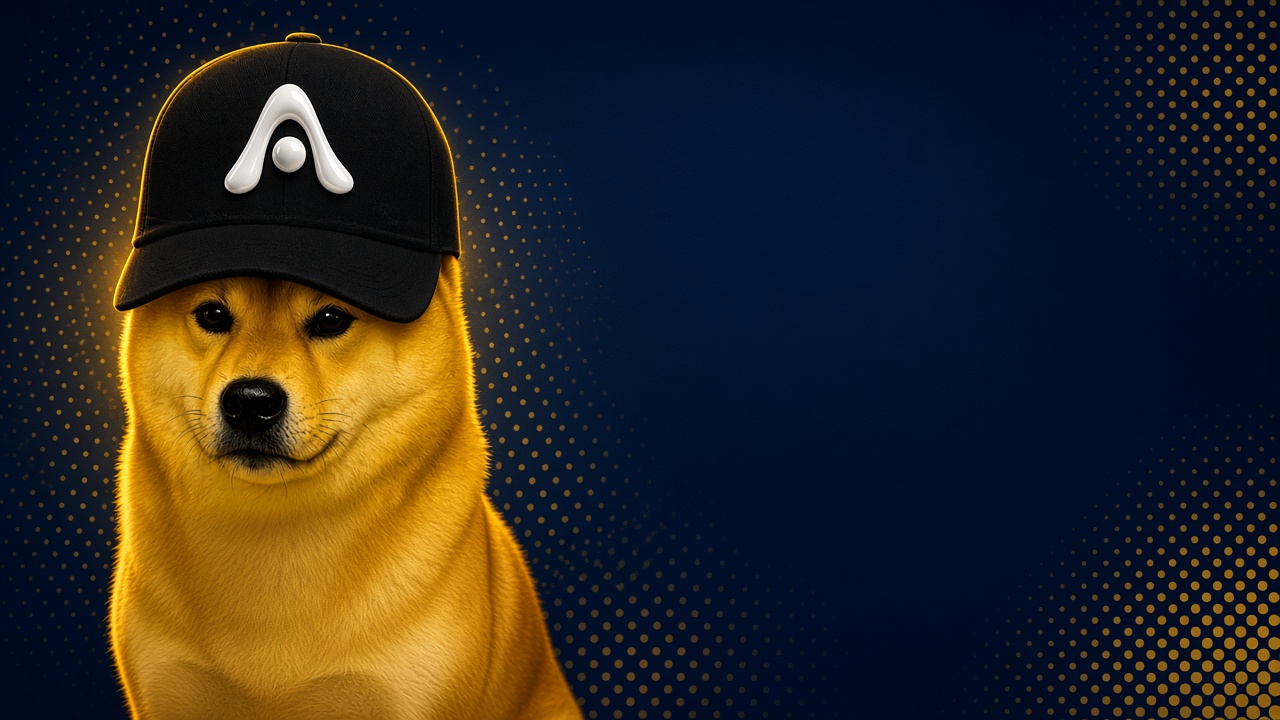 Anima Inu portrait on a navy halftone field