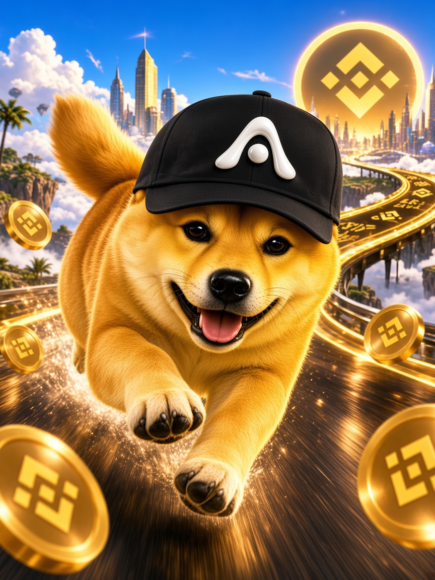 Anima Inu running toward the camera on a golden road